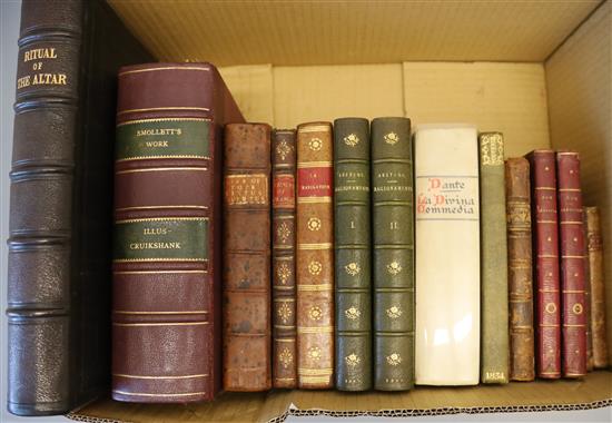 Smollett, Tobias - Works, qto, half morocco, illustrated by George Cruikshank, London 1860; Leti, Gregorio -